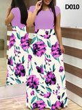 Plus Size Women&#39;s Summer Print Stitching Flower Long Banquet Dress Bodycon Dress Elegant Sexy Woman Super Long Dress