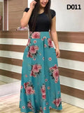 Plus Size Women&#39;s Summer Print Stitching Flower Long Banquet Dress Bodycon Dress Elegant Sexy Woman Super Long Dress