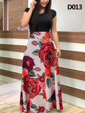 Plus Size Women&#39;s Summer Print Stitching Flower Long Banquet Dress Bodycon Dress Elegant Sexy Woman Super Long Dress