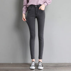 Jeans for woman high waist  full Length skinny pencil black blue Denim pants 100kg
