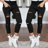 New Ripped Jeans For Women Women New Ripped Trousers Stretch Pencil Pants Leggings Women Jean Casual Slim Ladies Jeans