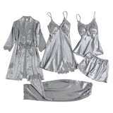 Pajamas for Women Pijama Mujer 4 Piece Set Sexy Ladies Pyjama Sleepwear Women Pajama Sets Sleep Lounge with Chest Pads Home Wear