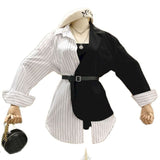 New Suit Jacket Women's Trendy Dark Black  Retro Loose And Thin Fried Street Suit Jacket Women Spring And Autumn Loose A