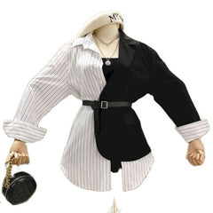 New Suit Jacket Women's Trendy Dark Black  Retro Loose And Thin Fried Street Suit Jacket Women Spring And Autumn Loose A
