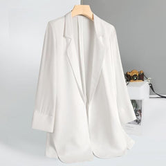 New Suit Jacket Women's Trendy Dark Black  Retro Loose And Thin Fried Street Suit Jacket Women Spring And Autumn Loose A