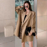 New Suit Jacket Women's Trendy Dark Black  Retro Loose And Thin Fried Street Suit Jacket Women Spring And Autumn Loose A