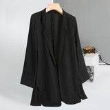 New Suit Jacket Women's Trendy Dark Black  Retro Loose And Thin Fried Street Suit Jacket Women Spring And Autumn Loose A
