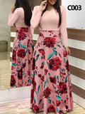Plus Size Women&#39;s Summer Print Stitching Flower Long Banquet Dress Bodycon Dress Elegant Sexy Woman Super Long Dress