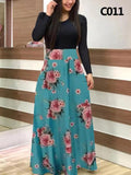 Plus Size Women&#39;s Summer Print Stitching Flower Long Banquet Dress Bodycon Dress Elegant Sexy Woman Super Long Dress