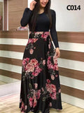 Plus Size Women&#39;s Summer Print Stitching Flower Long Banquet Dress Bodycon Dress Elegant Sexy Woman Super Long Dress