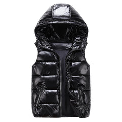 Spring Bright Color Hooded Vests For Women Sleeveless Down Cotton Waistcoat Parent-Child Zipper Jacket Female Casual Vests