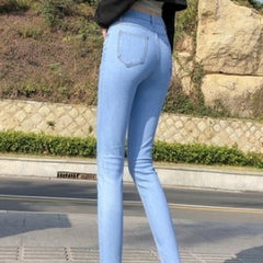 Fashion high-waist women's jeans new slim high-profile pencil pants stretch skinny pants casual trousers Karo888
