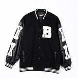 Harajuku Bomber Jackets Women Furry Bone Patten Single-breasted Loose Baseball Jacket Hiphop Streetwear Unisex Splice Coat