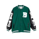 Harajuku Bomber Jackets Women Furry Bone Patten Single-breasted Loose Baseball Jacket Hiphop Streetwear Unisex Splice Coat