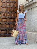 Women's Swing Long Skirt Maxi Polyester Pink Skirts Print Fashion Holiday Weekend S M L