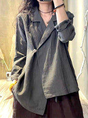 Women's Blazer Formal Button Plain Windproof Streetwear Regular Fit Outerwear Long Sleeve Spring Black M