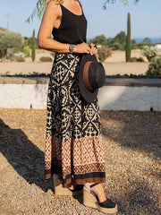 Women's Swing Long Skirt Maxi Polyester Black Light Green Blue Purple Skirts Ruffle Print Fashion coastal grandma style Boho Street Vacation S M L