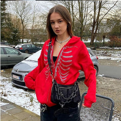 Spicy Girls Punk & Gothic Y2K Year 2000 Zip-Up Hoodie Women's Japanese Cosplay Costumes Black / Red / Jacket