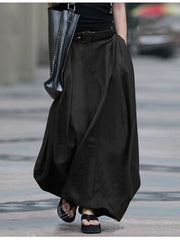 Women's Skirt Work Skirts Long Skirt Maxi Cotton Black Yellow Red Dark Gray Skirts Summer Pocket Without Lining Basic Summer Street S M L