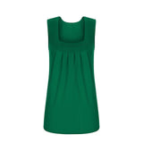 Women's Tank Pleated Solid / Plain Color Basic Square Neck Sleeveless Summer Wine Red Black White Light Green Pink