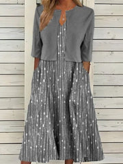 Women's Two Piece Dress Set Casual Dress Tank Dress Outdoor Daily Fashion Modern Pocket Print Midi Dress V Neck Half Sleeve Graphic Regular Fit Pink Blue Gray Summer Spring S M L XL XXL