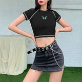 Y2K T-shirt Crop Top Classic Street Style Crop Top For Women's Adults' Hot Stamping Poly / Cotton