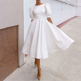 Women's Party Dress Casual Dress Swing Dress Midi Dress Black White Pink Short Sleeve Pure Color Backless Summer Spring Crew Neck Party Party Birthday Spring Dress S M L XL 2XL