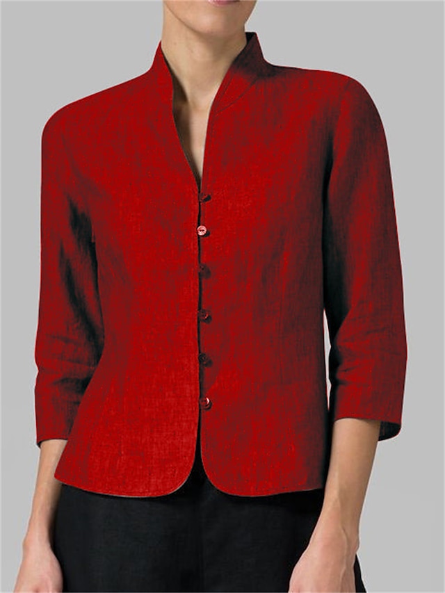 Women's Blazer Street Holiday Daily Wear Summer Spring Regular Coat Regular Fit Breathable Modern Style Minimalist Casual Daily Jacket 3/4 Length Sleeve Solid Color Cutout White Red Navy Blue