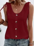 Women's Tank Top Light Blue claret Black Plain Button Sleeveless Daily Weekend Basic U Neck Regular S